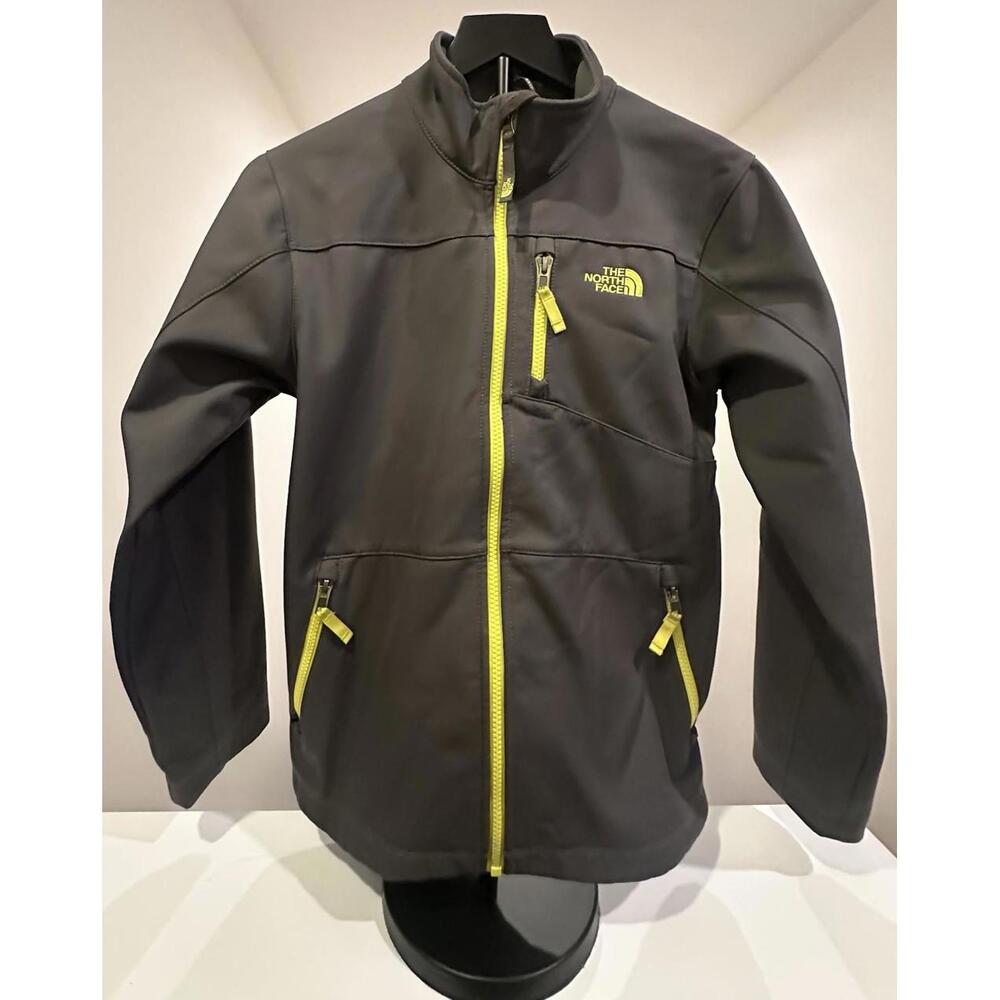 The North Face Boys L/14-16 Full Zip Softshell Dark Gray/Yellow Jacket